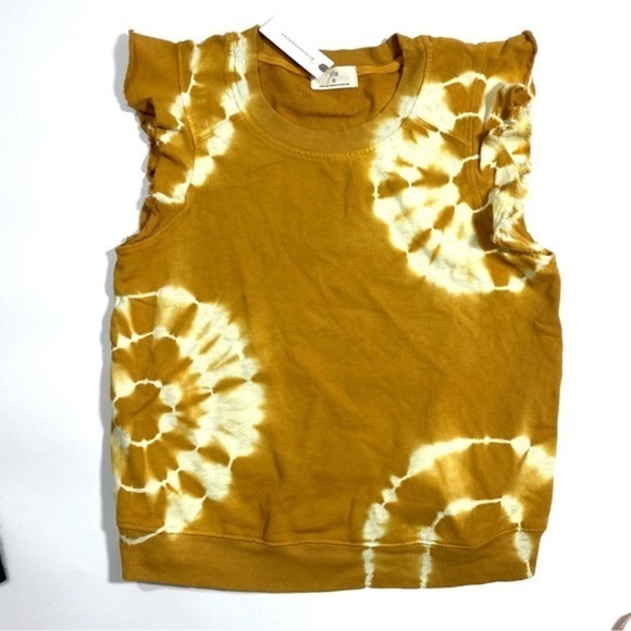 New T La Flutter Sleeve Sweatshirt Top Tie Dye Gold - Picture 1 of 6